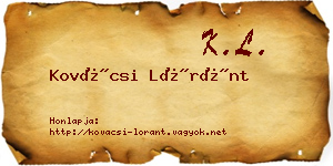 Kovácsi Lóránt névjegykártya